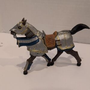 Medieval Knight Horse Figurine - Silver and Brown